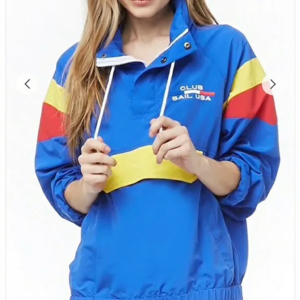 Club Sail USA blue multicolored windbreaker from Forever 21 size Small